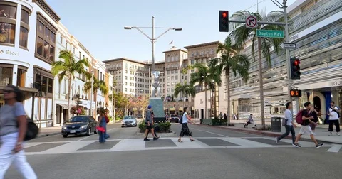 Beverly Hills CA USA, People On Rodeo Drive Walking In Front Of Louis  Vuitton High End Store Free Stock Video Footage Download Clips