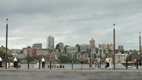 Tourists explore Sydney with Kirribilli background 4K Stock Footage 163092429