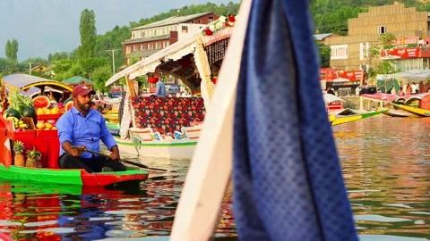 Tourists Exploring Dal Lake on Shikara  in Srinagar Kashmir India Editorial 動画素材 336479717