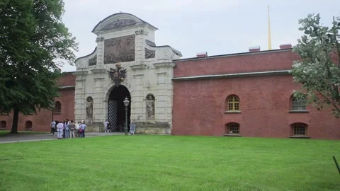 Tourists Exploring Peter's Gate In Peter And Paul Fortress, St.Petersburg,Russia Stock Footage 312647866