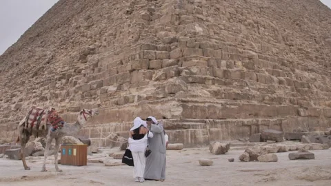 Tourists exploring Pyramids of Giza Stock Footage 270572589