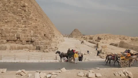 Tourists exploring Pyramids of Giza Stock Footage 270572789