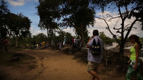 Tourists exploring the South of Laos  Stock Footage 104120179
