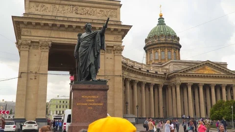 Tourists in front of the Kazan Cathedral Stock Footage
