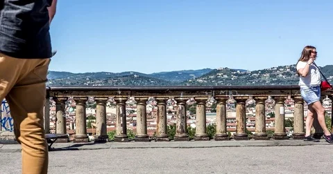 Tourists in front of the scene Stock Footage 74292805