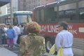 Tourists get on a Gray LIne Bus Footage