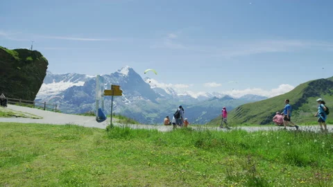 Tourists at Grindelwald First Stock Footage 219707633
