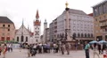 Tourists Group People Visit Marienplatz Munich Marian Column Crowd Walk Commute HD Footage