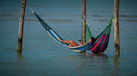 Tourists in Hammocks Video stock 36870456