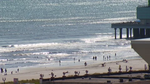 Tourists having fun on beach Stock Footage 54592796