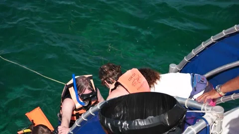 Tourists having fun on boat trip in Isla Mujeres Island in Mexico 库存影片 172520164