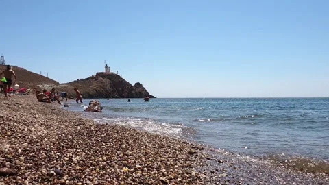 Tourists having fun at Corralete beach, static shot 库存影片 280740127