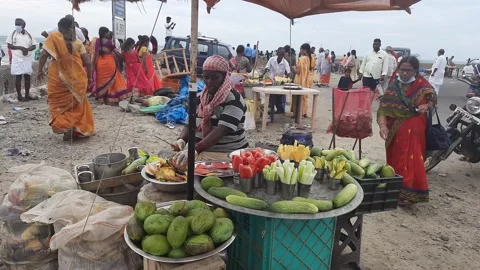 Tourists Having Fun in Dhanushkodi Beach of Rameshwaram, tamilnadu Stock Footage 201381939