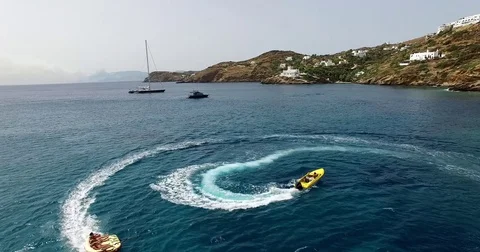 Tourists having fun on inflatable watercraft Stock Footage 70878285