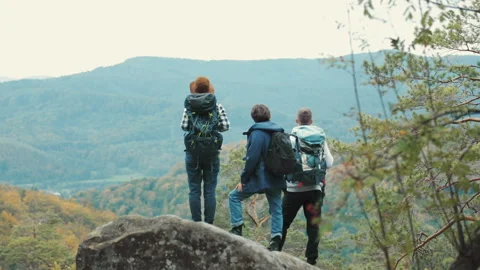 Tourists on Hill Top Stock Footage 96310409