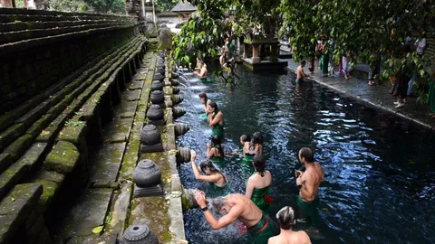 Tourists Holy bath Stock Footage 96050149
