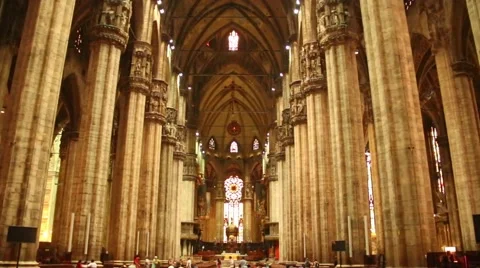 Tourists inside Dome in Milan Stock Footage 40647593