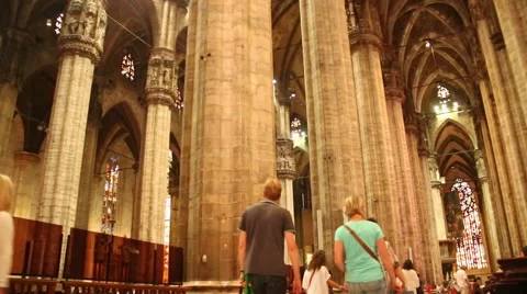 Tourists inside Dome in Milan Stock Footage 40647656