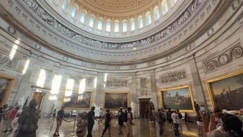 Tourists Inside US Capitol Rotunda Stock Footage 343586451