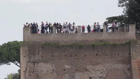 Tourists in Italy standing on a viewpoint Stock Footage 71983448