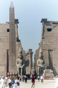 Tourists at Karnak complex Stock Photos