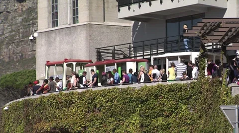 Tourists lined up at Table Mountain cable car station Stock Footage 37758374