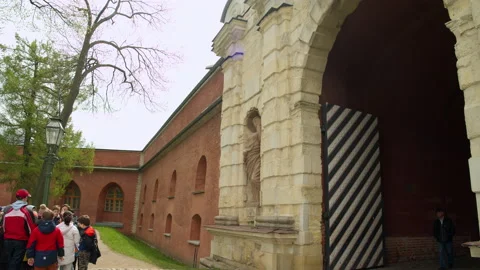 Tourists listen to an excursion. The Peter and Paul Fortress Stock Footage 205891963