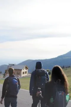Tourists on the mountain Foto stock