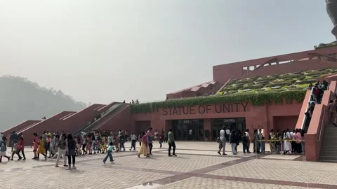Tourists at museum or gallery inside the "Statue Of Unity". Stock Footage 267072810