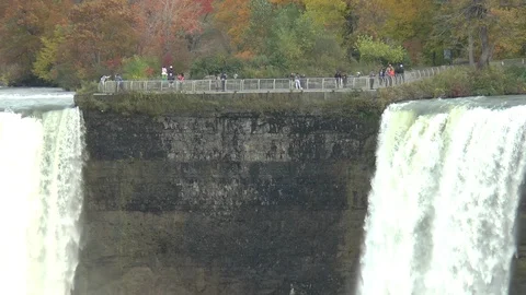 Tourists At Niagara Falls Stock Footage 121526188