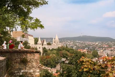 Tourists on observation deck, Budapest Stock Photos
