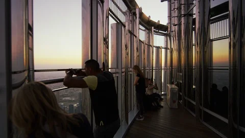 Tourists on an observation deck in Dubai Stock Footage 86625036