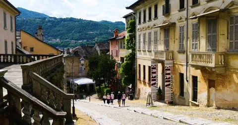 Tourists in Orta San Giulio Stock Footage 212118968