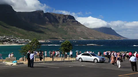 Tourists Overlooking Camps Bay, Cape Town, South Africa Video stock 24086266