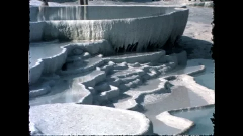 Tourists at Pamukkale Pools Stock Footage 277585115