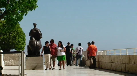 Tourists on Patio Stock Footage