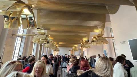 Tourists queueing inside the Versailles Palace in Paris, France Stock Footage 337024179