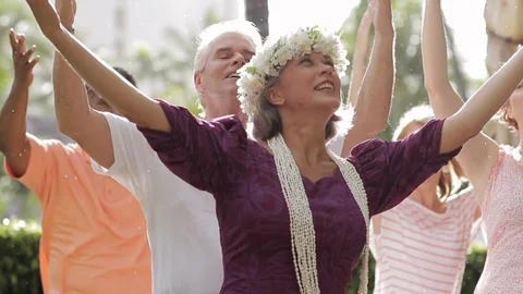 Tourists receiving a dance lesson. Stock Footage 88368362