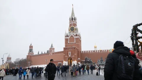 Tourists at the Red Square near Kremlin Stock Footage 101520366