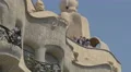 Tourists on the rooftop of Casa Mila in Barcelona 4k or 4k+ Resolution