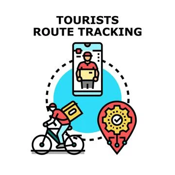 Tourists route tracking delivery navigation mobile application Stock Illustration