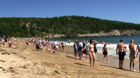 Tourists on Sand Beach Stock Footage 49703187