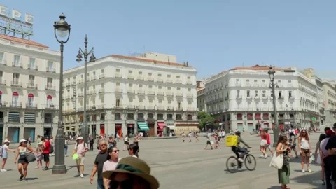 Tourists seeing Sol Square at the center of Madrid, Spain, September 6, 2024 Stock Footage 292900956