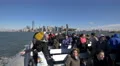 Tourists on sightseeing cruise ship in New York harbor video in 4K 4k or 4k+ Resolution