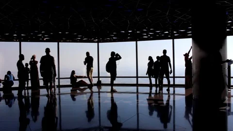 Tourists Silhouette Stock Footage