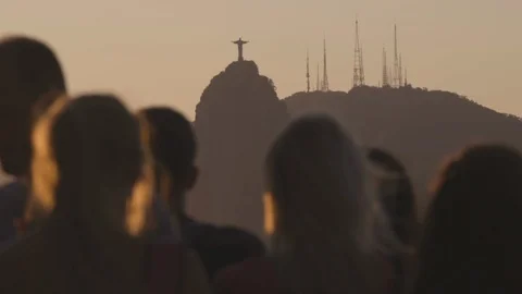 Tourists silhouettes at sunset Video stock 109037126