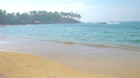 Tourists sit on tree trunk enjoying seascape of azure ocean Stock Footage 274568843