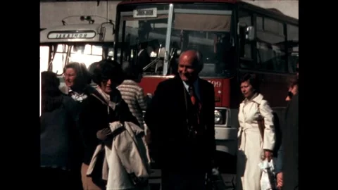 Tourists by Soviet Buses Video stock 278399370