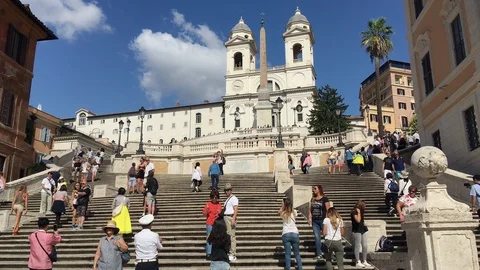 Tourists in the Spanish Steps Stock Footage 119156191