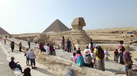 Tourists at the Sphinx, Pyramids, Cairo. Egypt. Stock-Footage 10918729